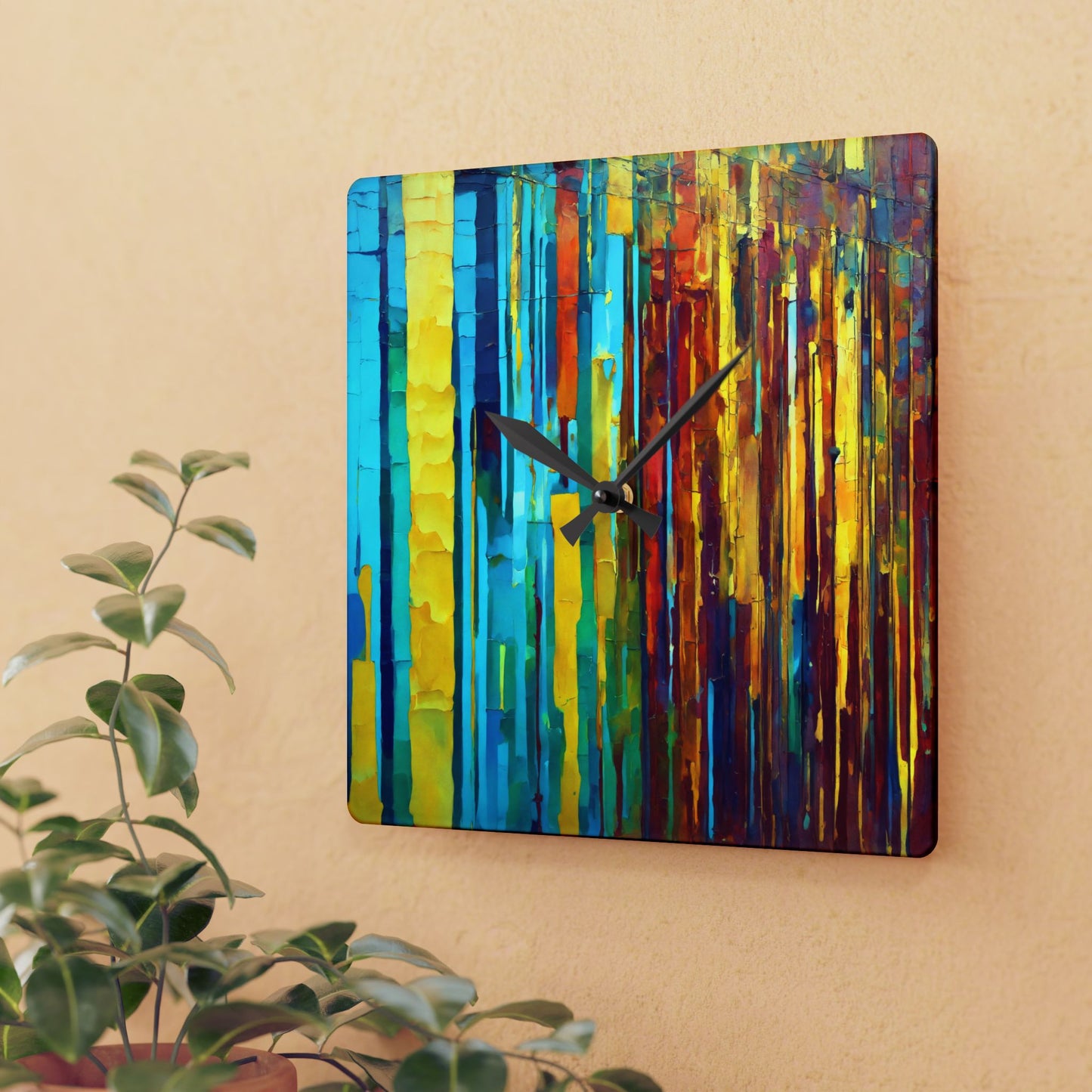 Striped Alpha Acrylic Wall Clock, Round or Square, 10.75" x 10.75"