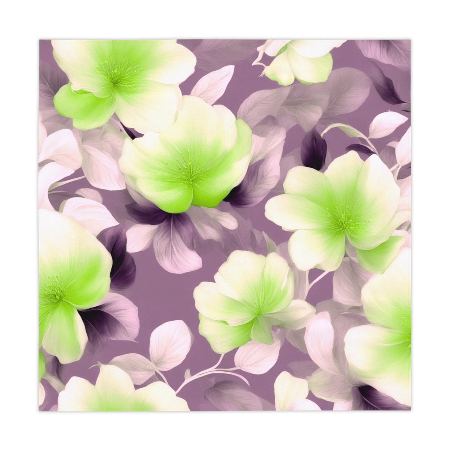 Lime Lavender Floral Bunch Tablecloth, 55" x 55"