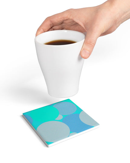 Pastel Tan and Tif Patches 4" x 4" Square Ceramic Coaster