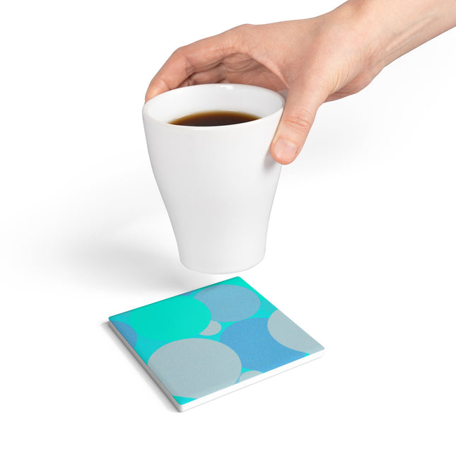 Pastel Tan and Tif Patches 4" x 4" Square Ceramic Coaster