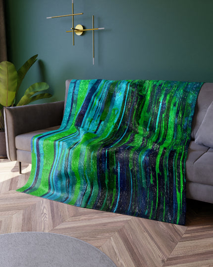 Striped Blue Green 50" x 60" Crushed Velvet Blanket