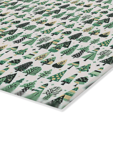 Mini Vintage Green Trees 8" x 11" Glass Cutting Board