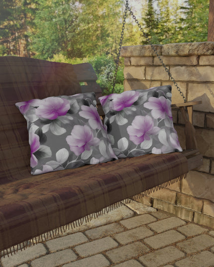 Purple Blossom Floral Bunch 18" x 18" Outdoor Pillow