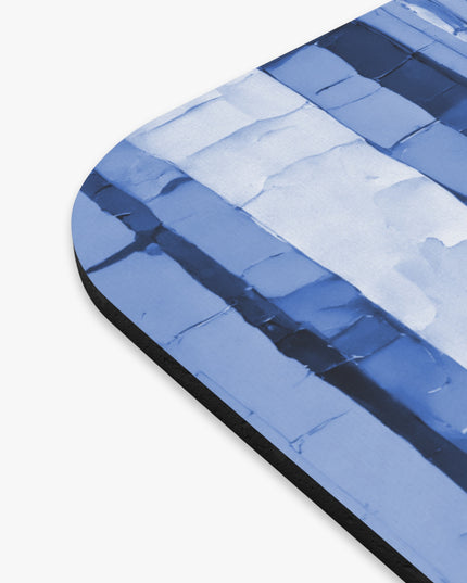 Striped Deep Blue Mouse Pad, 9" x 8" Rectangle