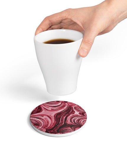 Uzi Spiral Ruby 4" x 4" Round Ceramic Coaster