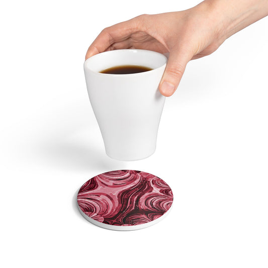 Uzi Spiral Ruby 4" x 4" Round Ceramic Coaster