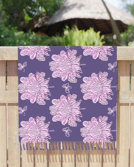 Magenta Floral Butterflies 38" × 81" Boho Beach Cloth