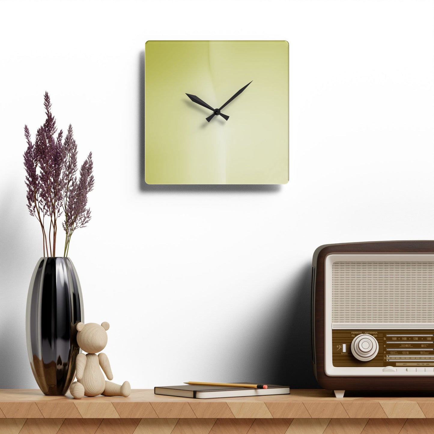 Lemon Fade Acrylic Wall Clock, Round or Square, 10.75" x 10.75"