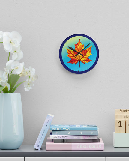 Alpha Maple Leaf Acrylic Round Wall Clock, 8" x 8"