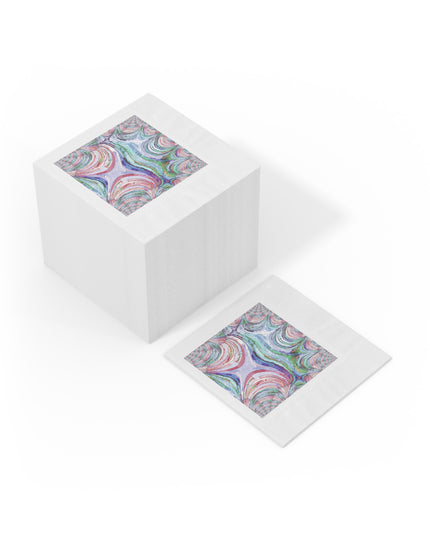 Uzi Spiral Pastels White Coined Napkins, 6.5" x 6.5"