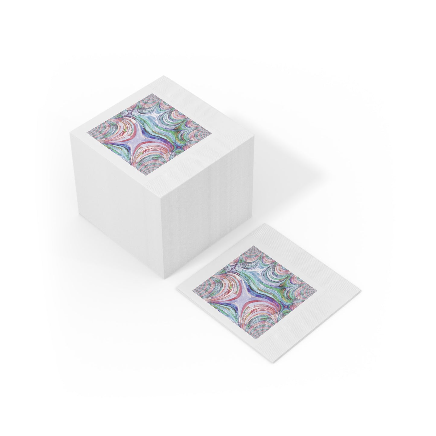 Uzi Spiral Pastels White Coined Napkins, 6.5" x 6.5"