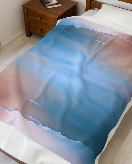 Blue Sea Peach Fog Velveteen Plush Blanket, 50" x 60"