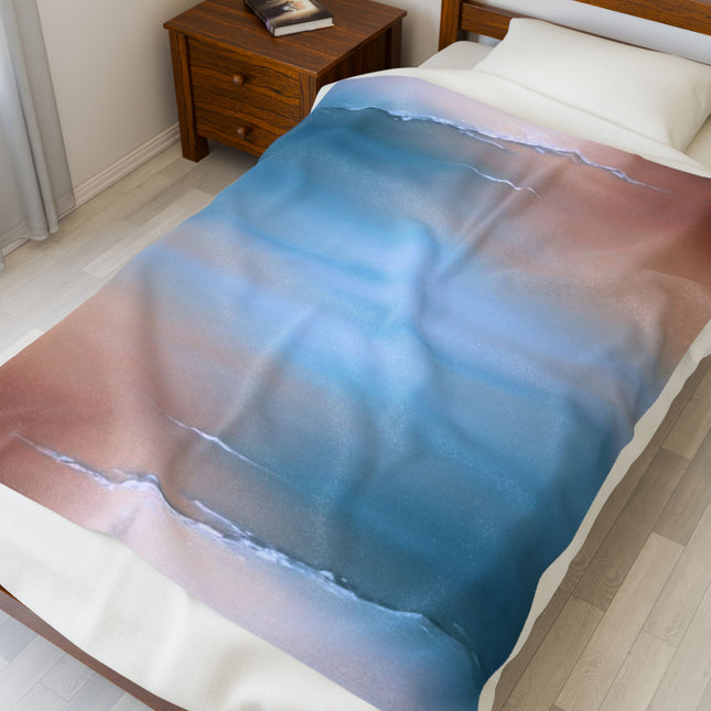 Blue Sea Peach Fog Velveteen Plush Blanket, 50" x 60"