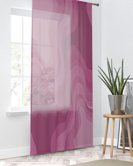 Pinky Mauve Wavey Sheer Window Curtain, 50" x 84", partially transparent