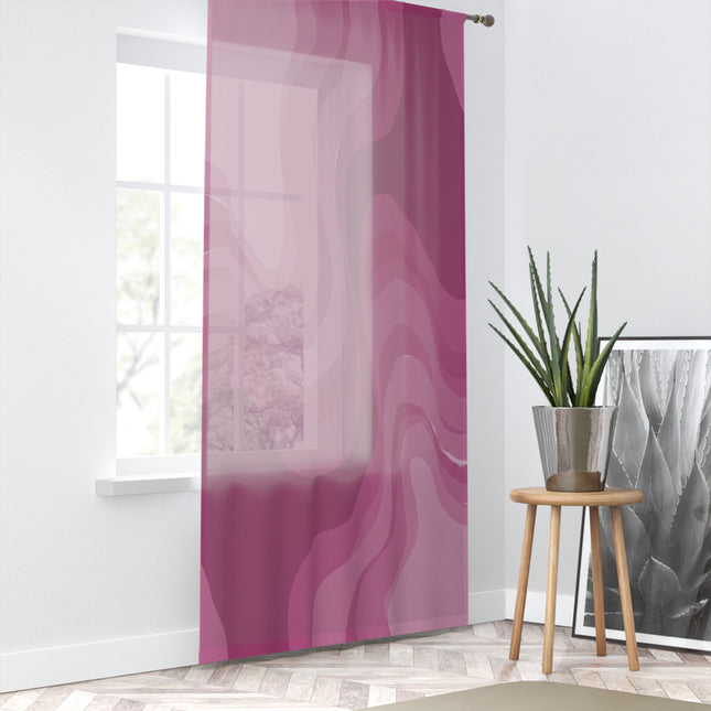 Pinky Mauve Wavey Sheer Window Curtain, 50" x 84", partially transparent