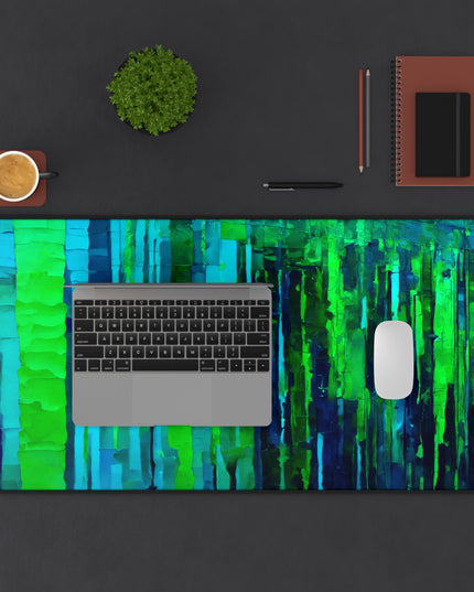 Striped Blue Green 16" x 32" Desk Mat