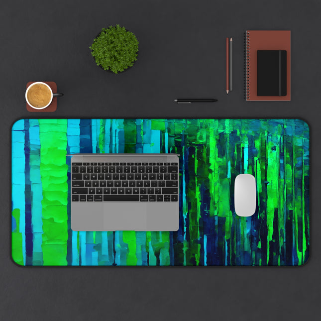 Striped Blue Green 16" x 32" Desk Mat