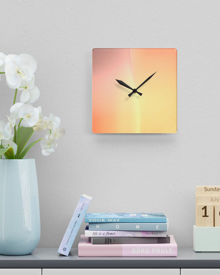 Hot Peach Fade Acrylic Wall Clock, Round or Square, 10.75" x 10.75"