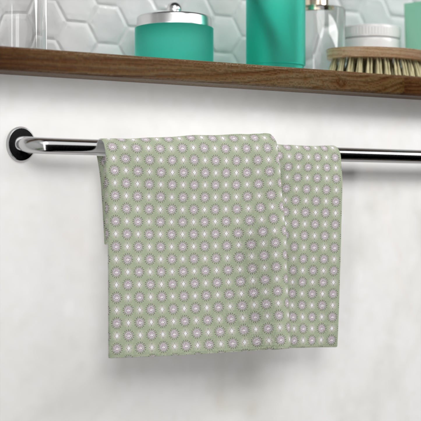 Olive Star-crossed Bodies Face Towel, 13" x 13"