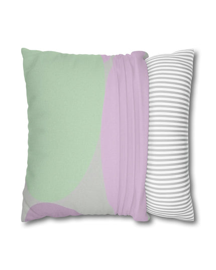 Pastel Lavender Purple and Soft Green Patches Spun Polyester Square Pillowcase, 14" x 14"