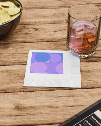 Pastel Purple Family Patches White Coined Napkins, 4.8" x 4.8"