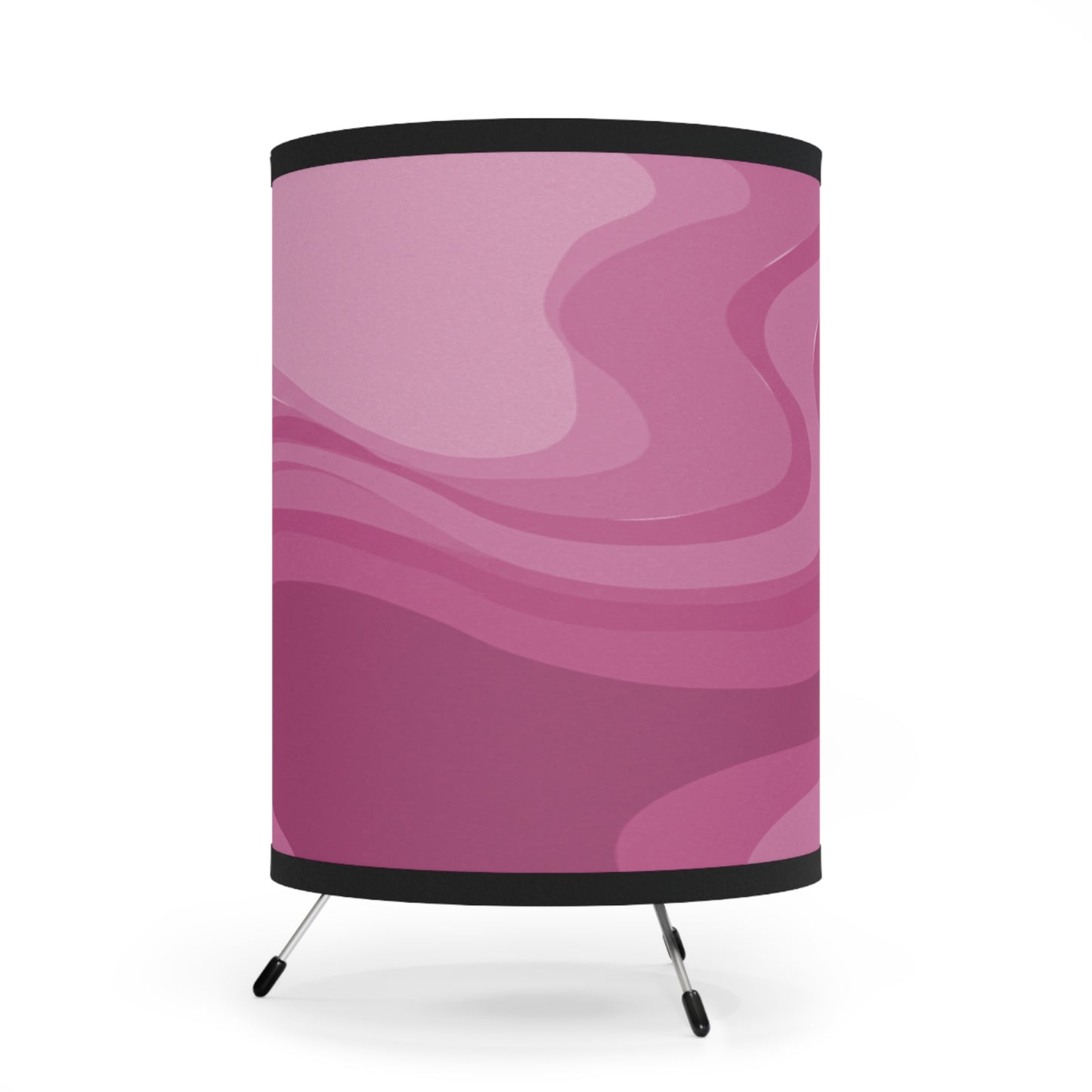 Pinky Mauve Wavey Tripod Lamp with High-Res Printed Shade, US\CA plug