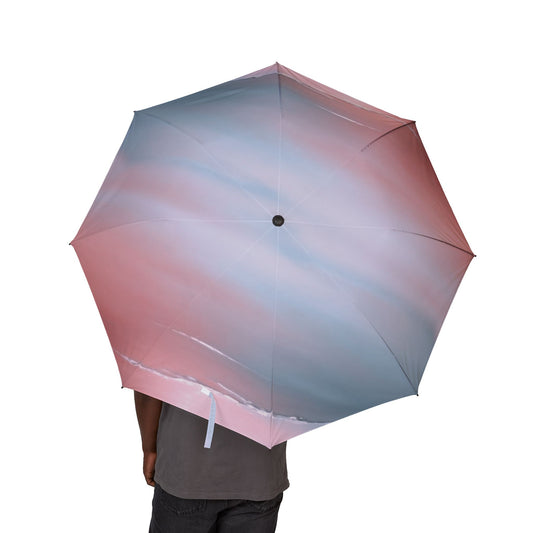 Gray Sea Pink Fog Foldable Umbrella - Compact & Chic