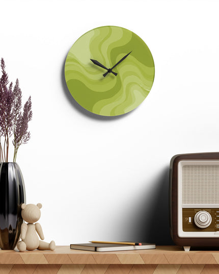 Lemon Wavey 10.75" x 10.75" Round or Square Acrylic Wall Clock