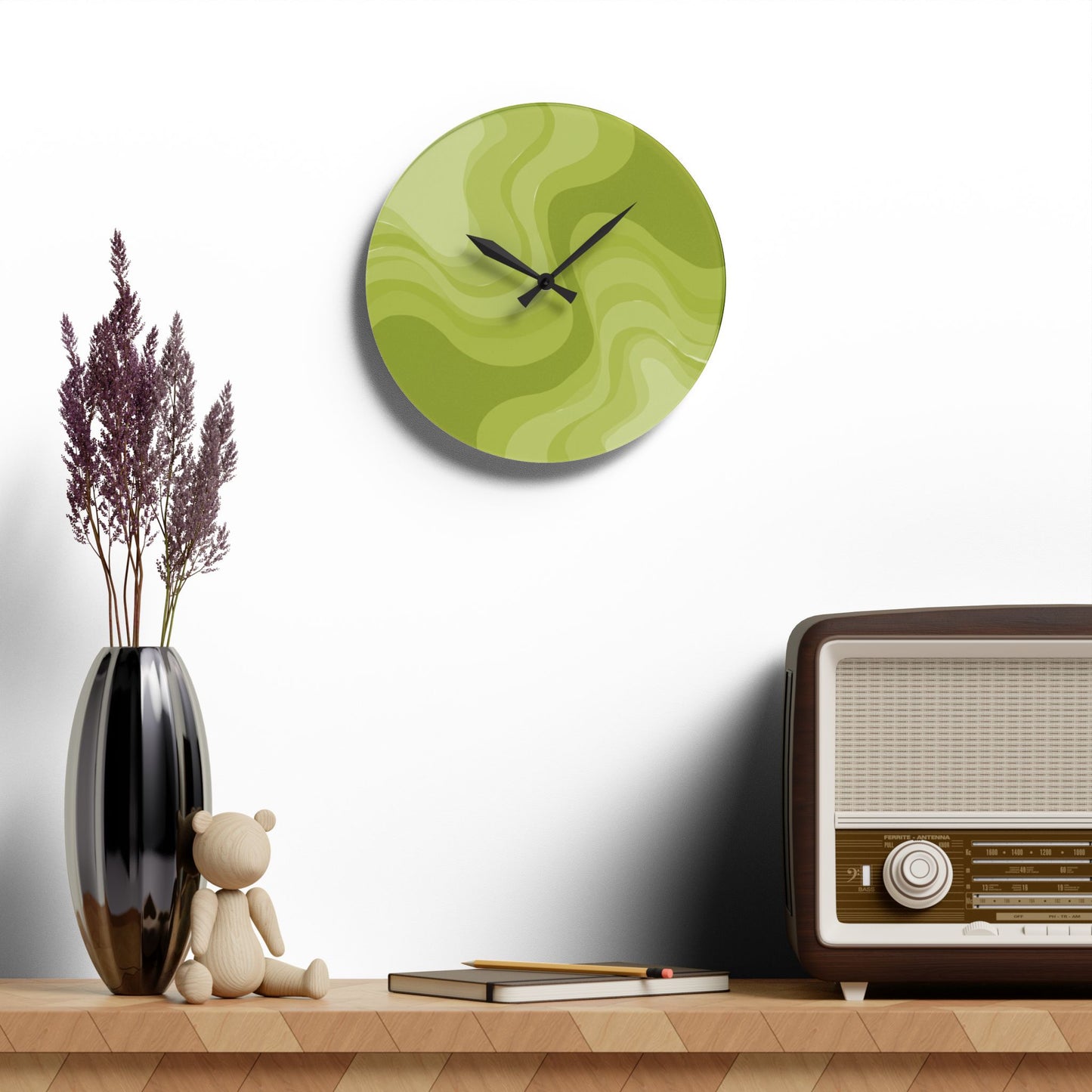 Lemon Wavey 10.75" x 10.75" Round or Square Acrylic Wall Clock