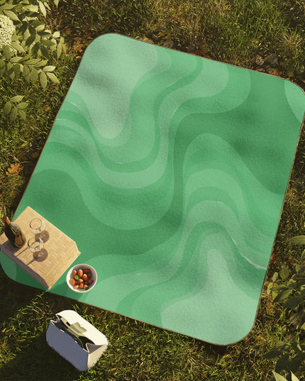 Mint Green Wavey 61" × 51" Picnic Blanket