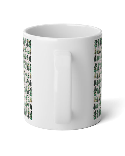 Mini Vintage Green Trees 20 oz White Glossy Jumbo Mug