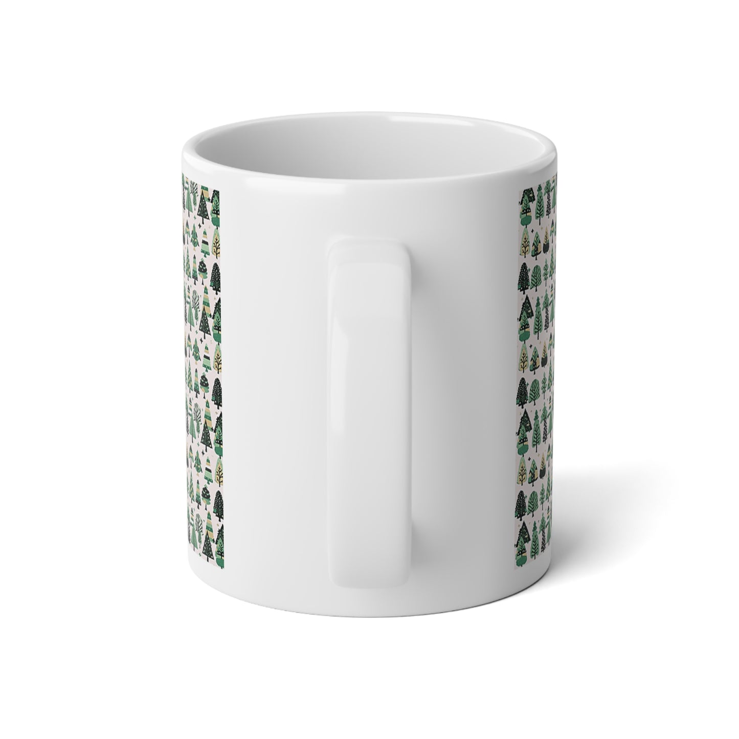Mini Vintage Green Trees 20 oz White Glossy Jumbo Mug