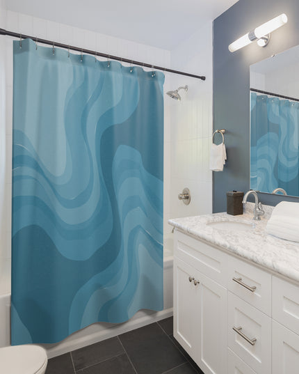 Sky Blue Wavey Shower Curtains, 71" x 74"