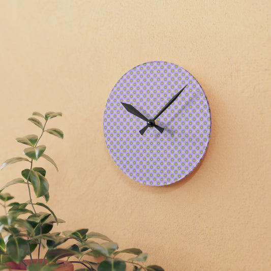 Magenta Star-crossed Bodies Acrylic Round Wall Clock, 8" x 8"