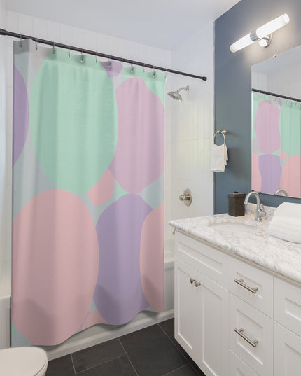 Pastel Peach and Soft Green Patches Shower Curtains, 71" x 74"