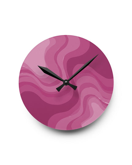 Pinky Mauve Wavey 8" x 8" Round Acrylic Wall Clock