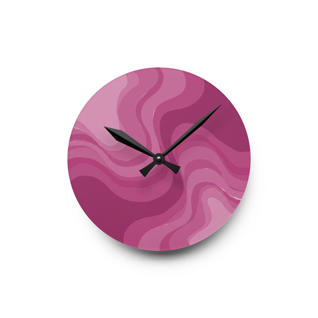 Pinky Mauve Wavey 8" x 8" Round Acrylic Wall Clock