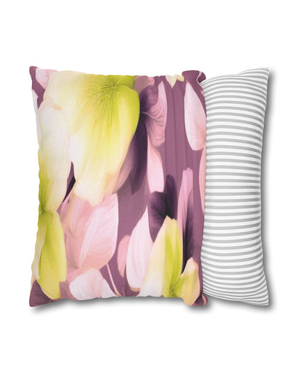 Lemon Blossom Floral Bunch Spun Polyester Square Pillowcase, 14" x 14"