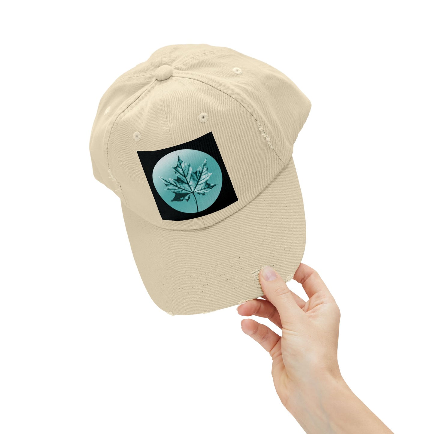 Tif Green Maple Leaf Unisex Distressed Cap