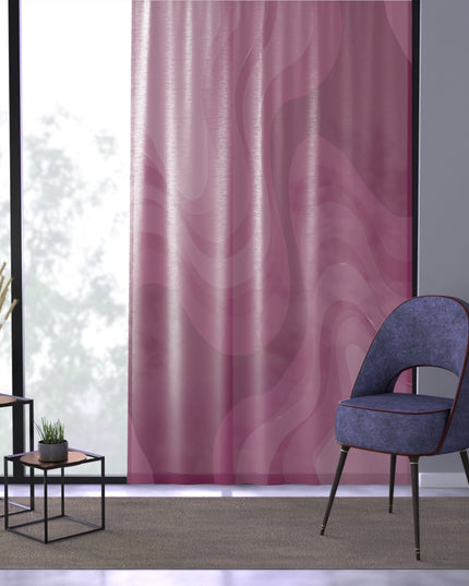 Pinky Mauve Wavey Sheer Window Curtain, 50" x 84", partially transparent