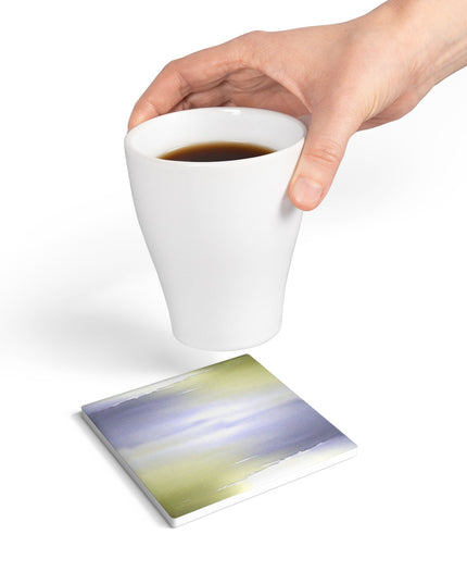 Lavender Sea Golden Fog 4" x 4" Square Ceramic Coaster