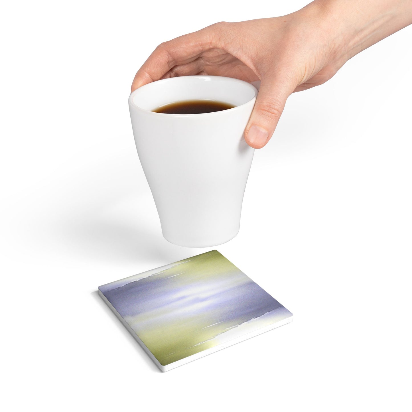 Lavender Sea Golden Fog 4" x 4" Square Ceramic Coaster
