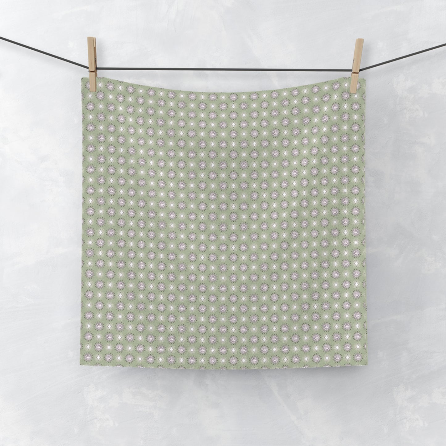 Olive Star-crossed Bodies Face Towel, 13" x 13"