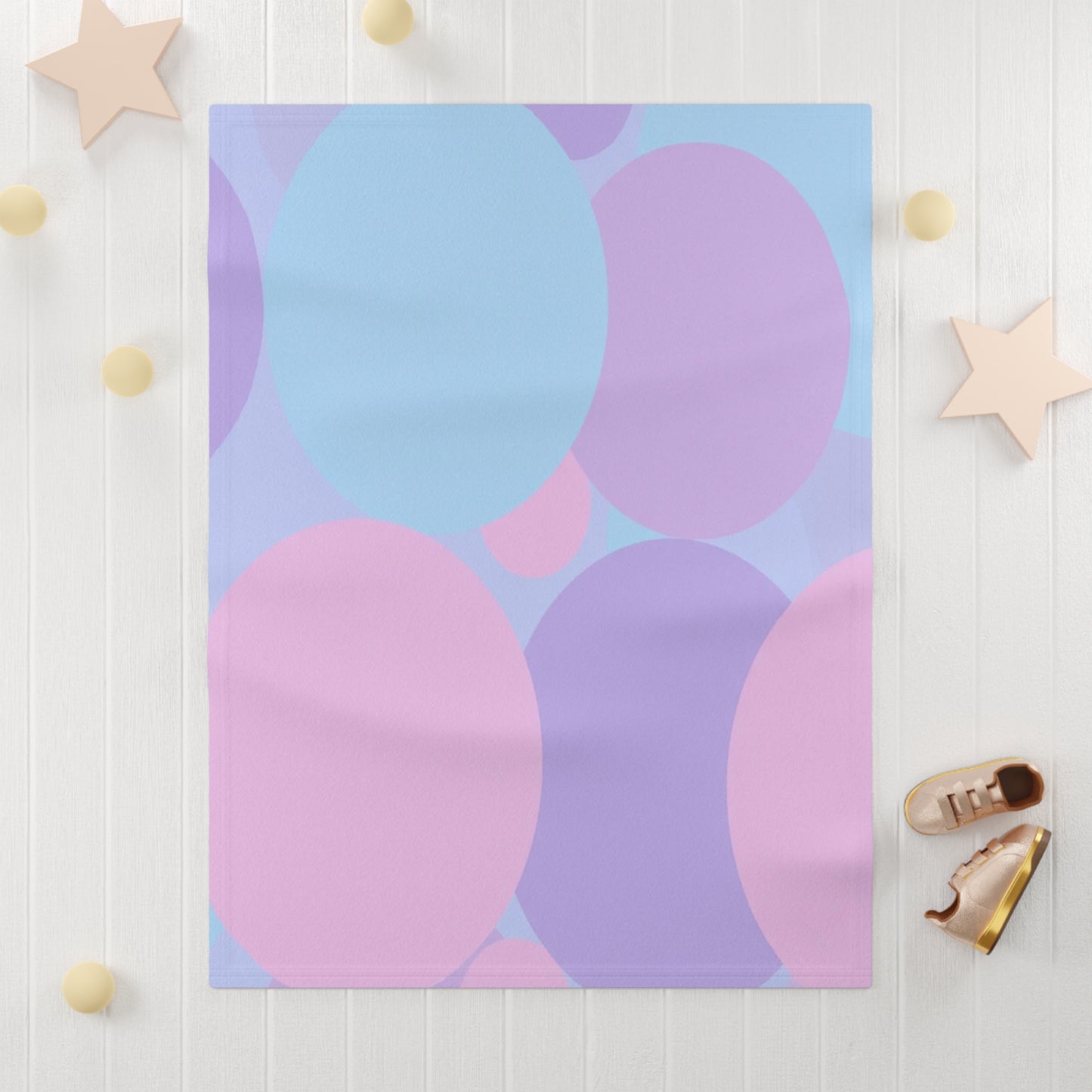 Pastel Purple and Mauve Patches Soft Fleece Baby Blanket, 30" x 40"