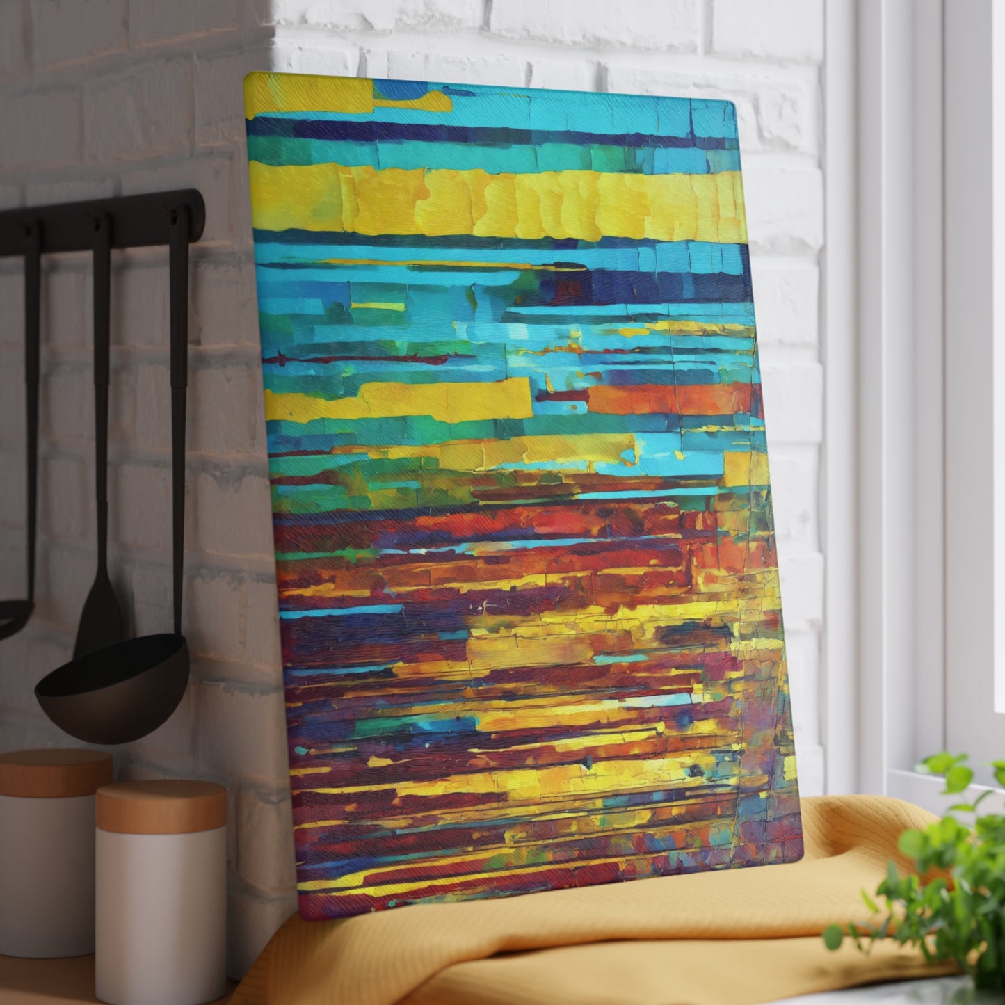 Striped Alpha 11" x 15" Glass Cutting Board