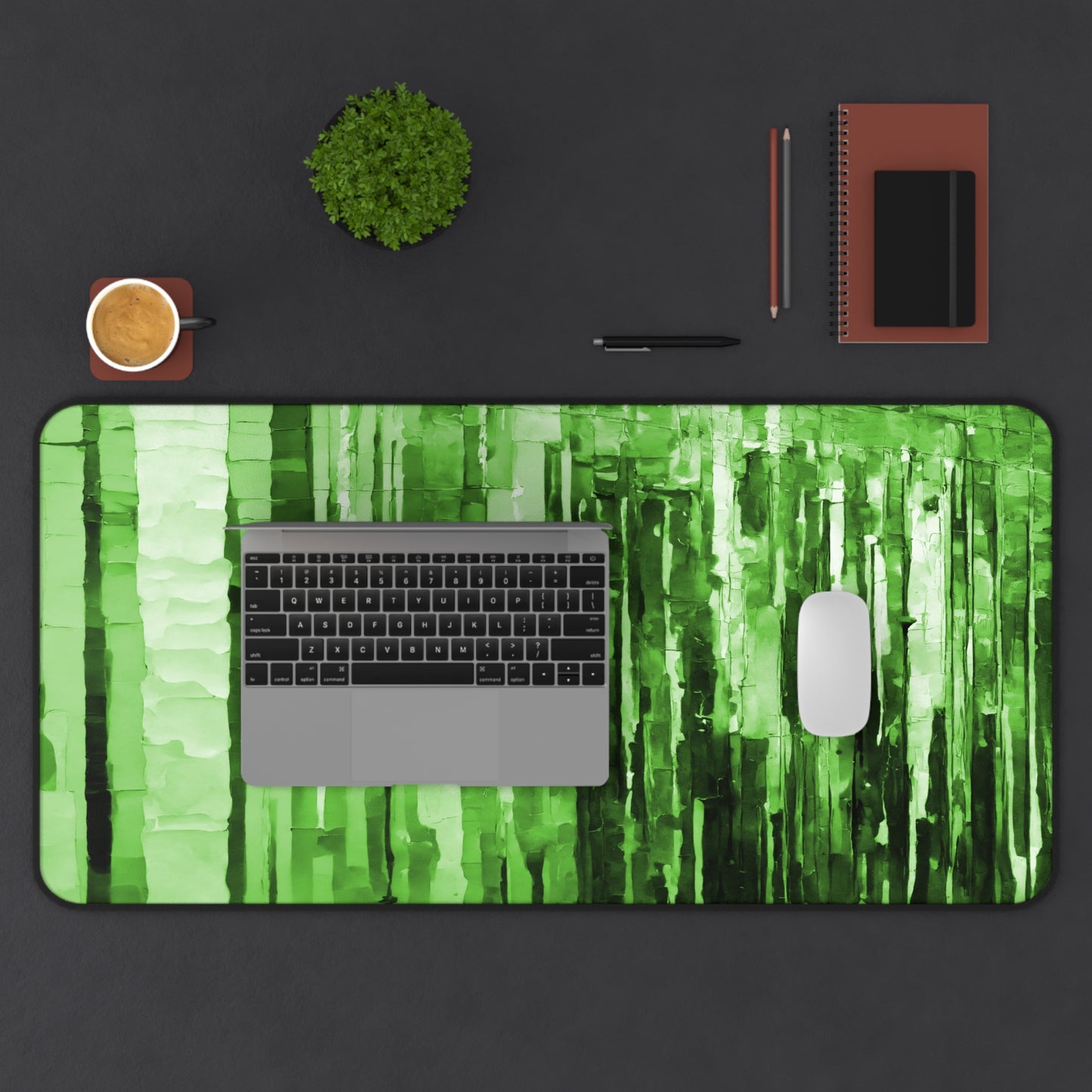 Striped Mint Pastel 16" x 32" Desk Mat