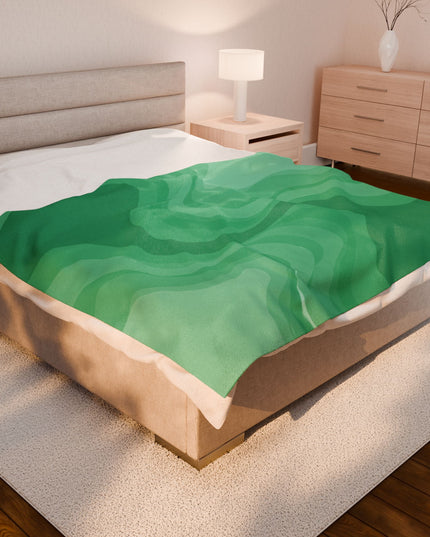 Mint Green Wavey Velveteen Plush Blanket, 60" x 80"