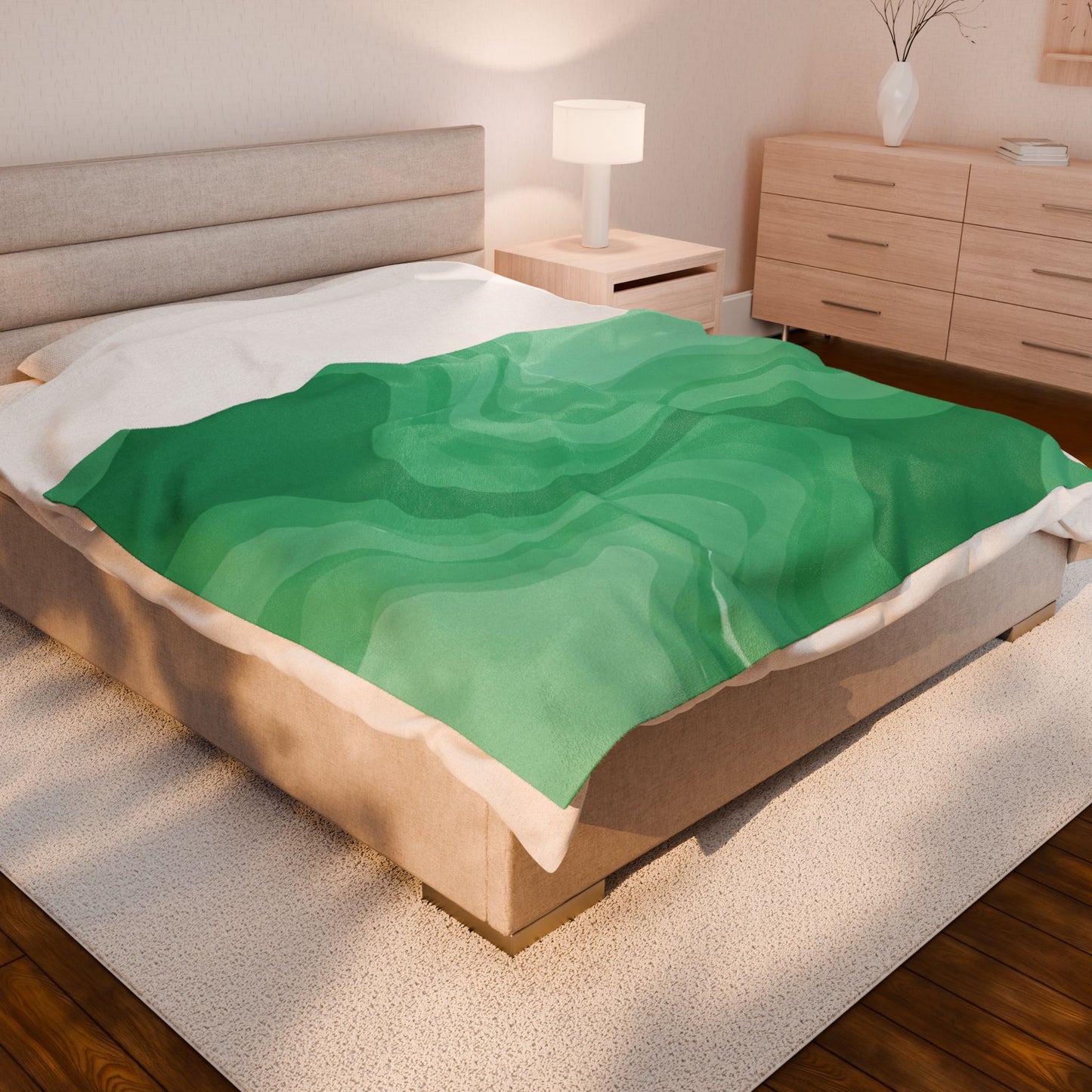 Mint Green Wavey Velveteen Plush Blanket, 60" x 80"