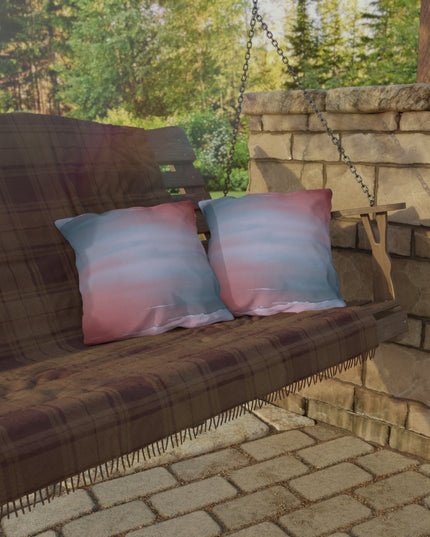 Gray Sea Pink Fog 16" x 16" Outdoor Pillow