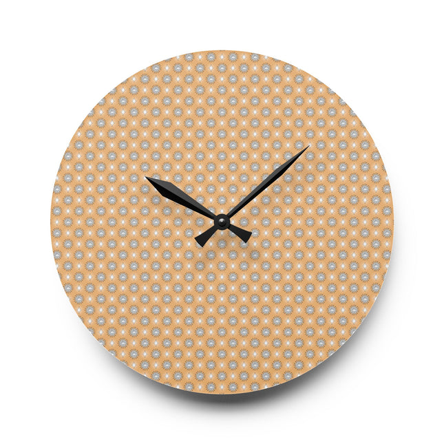 Tan Sunset Star-crossed Bodies Acrylic Wall Clock, Round or Square, 10.75" x 10.75"